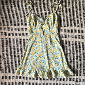 Hesperus Size Small Yellow and blue floral print Spaghetti strap dress